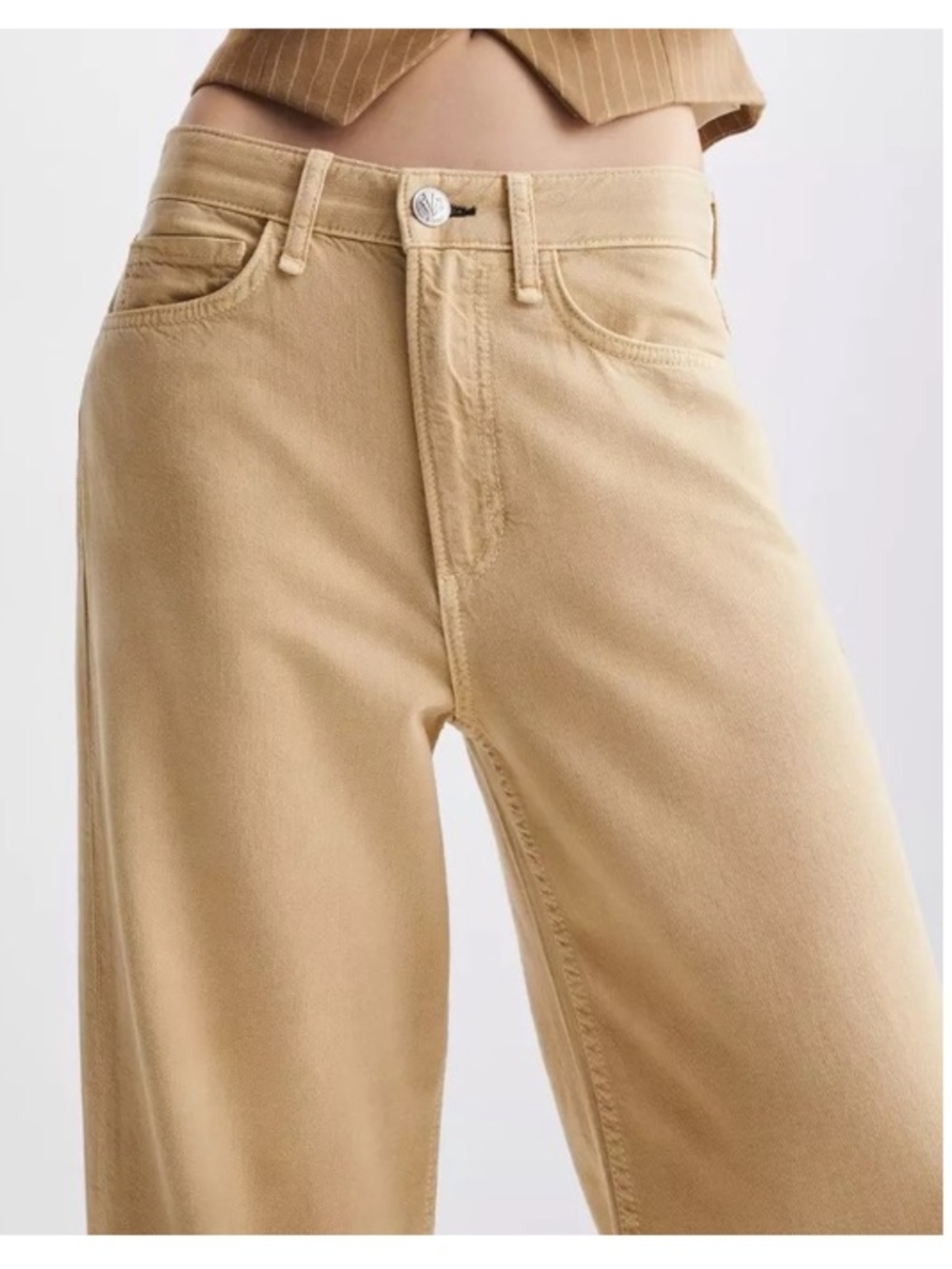 Rag & Bone Featherweight Logan Mid-Rise Wide Leg Jeans Minimalist Beige 28 - Picture 3 of 12
